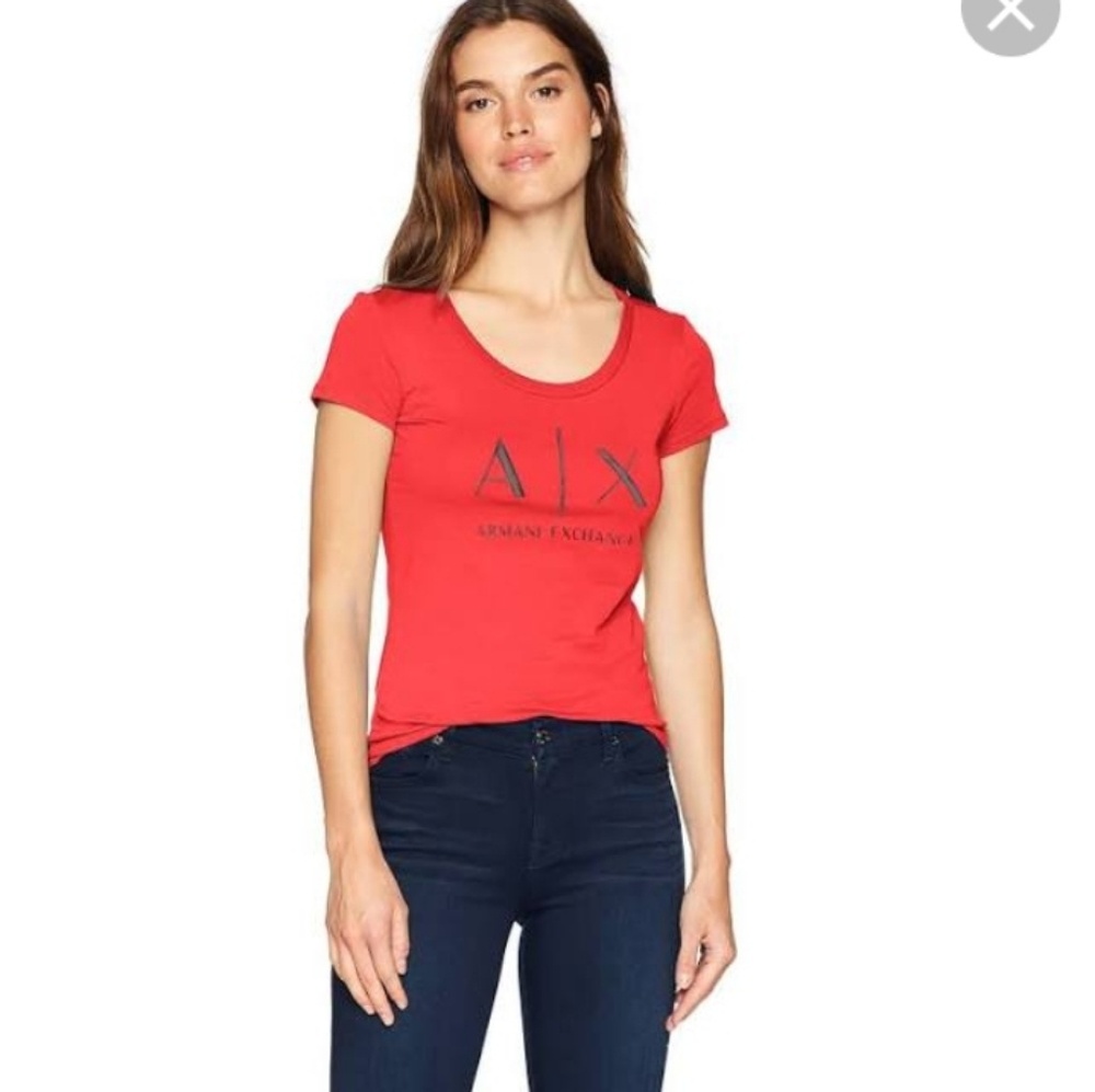 A|X Armani Exchange Red Shortsleeve Shirt. Women's Size: Large.